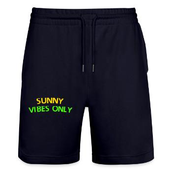 Sunny Vibes Only Typografie T-Shirt - Stanley/Stella Unisex Bio Joggingshorts Trainer  - Dark navy - Vorne - Nik (191cm) & Marisol (170cm)
