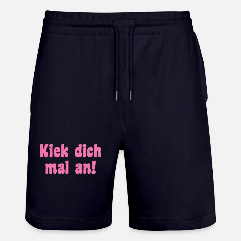 Model Saying Berlin - Stanley/Stella Trainer Unisex Organic Jogging Shorts - dark navy