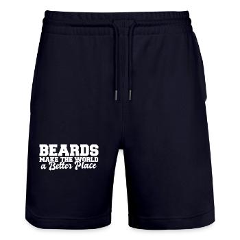 Beards Make The World A Better Place Funny Beard - Stanley/Stella Unisex Bio Joggingshorts Trainer  - Dark navy - Vorne - Nik (191cm) & Marisol (170cm)