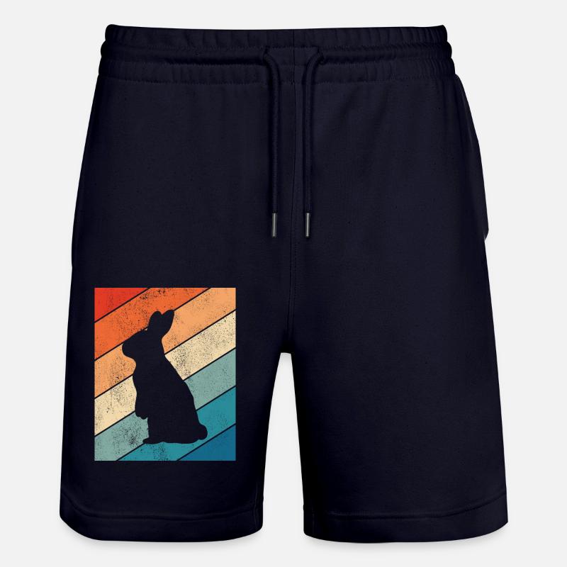 Rabbit Easter Retro Gift - Stanley/Stella Trainer Unisex Organic Jogging Shorts - dark navy