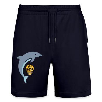 Tribal dolphin - Stanley/Stella Unisex Bio Joggingshorts Trainer  - Dark navy - Vorne - Nik (191cm) & Marisol (170cm)