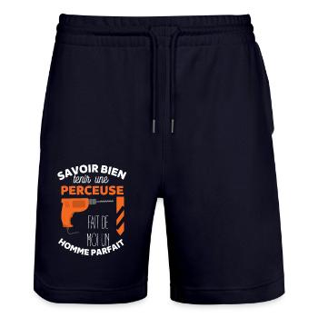 Perceuse menuisier - Short de jogging bio TRAINER Stanley/Stella unisexe - marine foncé - Devant - Nik (191cm) & Marisol (170cm)