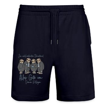 Abschied Kollege Ruhestand Arbeitskollege Rente - Stanley/Stella Unisex Bio Joggingshorts Trainer  - Dark navy - Vorne - Nik (191cm) & Marisol (170cm)