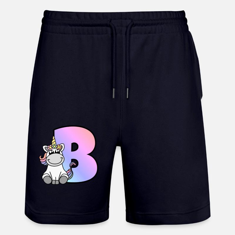 Einhorn Buchstabe B - Stanley/Stella Unisex Bio Joggingshorts Trainer - Dark navy
