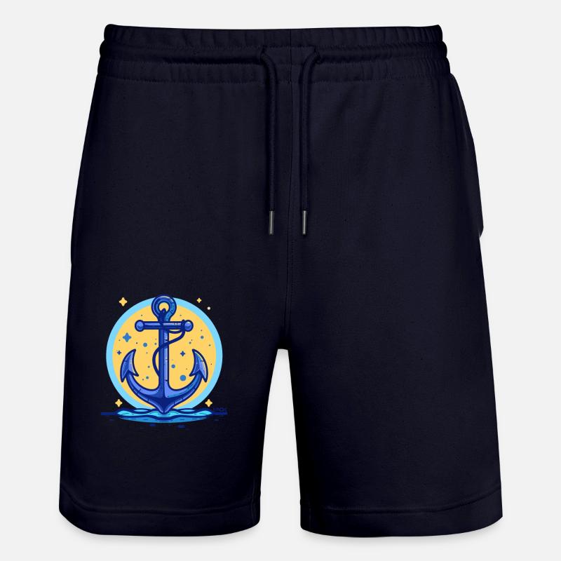 Blauer Schiffsanker, Symbol Schiff Anker - Stanley/Stella Unisex Bio Joggingshorts Trainer  - Dark navy