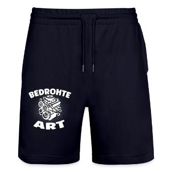 Bedrohte Art - Verbrennungsmotor Auto Design - Stanley/Stella Unisex Bio Joggingshorts Trainer  - Dark navy - Vorne - Nik (191cm) & Marisol (170cm)