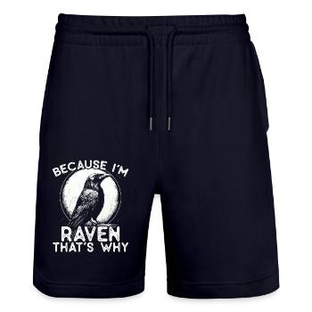 Because I’m Raven - that’s why! - Stanley/Stella Unisex Bio Joggingshorts Trainer  - Dark navy - Vorne - Nik (191cm) & Marisol (170cm)