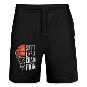 Basketball Shoot like a Champion - Stanley/Stella Unisex Bio Joggingshorts Trainer  - Schwarz - Vorne - Nik (191cm) & Marisol (170cm)