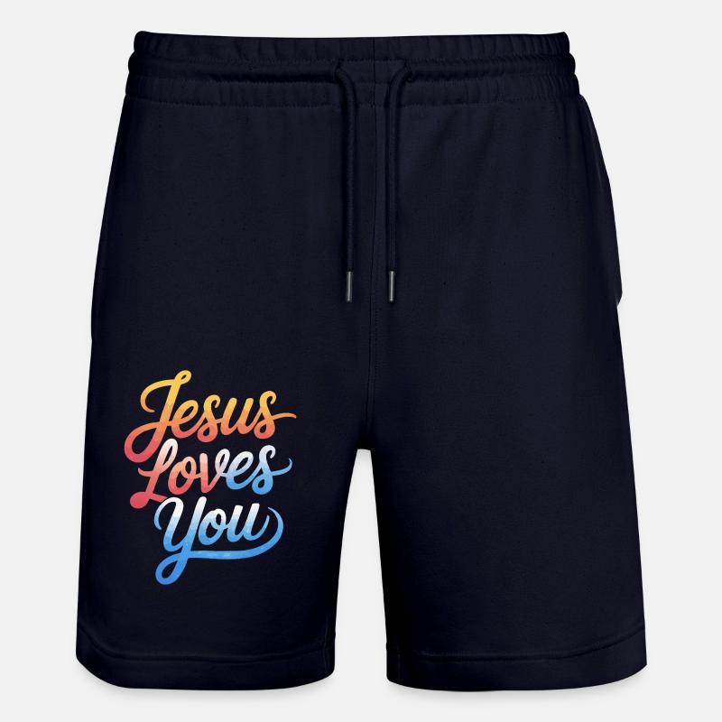 Jésus vous aime ! - Short de jogging bio TRAINER Stanley/Stella unisexe - marine foncé