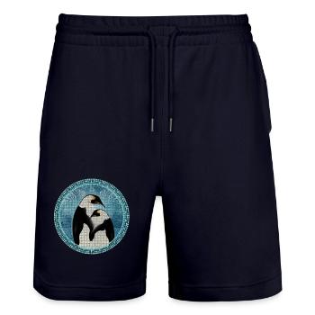 zwei zauberhafte Pinguine im Mosaik Stil - Stanley/Stella Unisex Bio Joggingshorts Trainer  - Dark navy - Vorne - Nik (191cm) & Marisol (170cm)