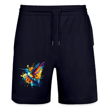 Hummingbird - Stanley/Stella Trainer Unisex Organic Jogging Shorts - dark navy - Front - Nik (191cm) & Marisol (170cm)