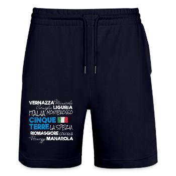 Cinque Terre La Spezia Italien Ligurien Souvenir - Stanley/Stella Unisex Bio Joggingshorts Trainer  - Dark navy - Vorne - Nik (191cm) & Marisol (170cm)
