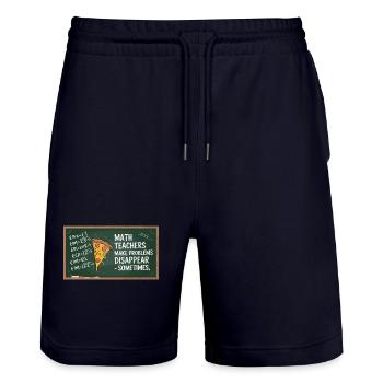 Lustiges Mathelehrer Design Pizza & Probleme lösen - Stanley/Stella Unisex Bio Joggingshorts Trainer  - Dark navy - Vorne - Nik (191cm) & Marisol (170cm)