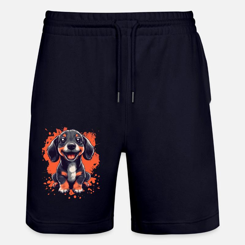 Teckel chiot chien drôle chiens - Short de jogging bio TRAINER Stanley/Stella unisexe - marine foncé