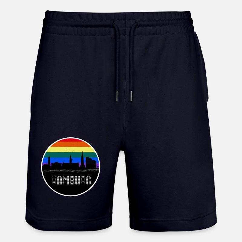 Arc-en-ciel Skyline de Hambourg - Short de jogging bio TRAINER Stanley/Stella unisexe - marine foncé
