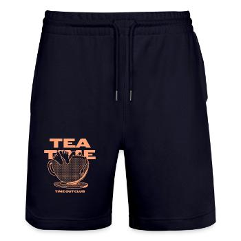 Tea Time – Relaxing Time Out - Stanley/Stella Trainer Unisex Organic Jogging Shorts - dark navy - Front - Nik (191cm) & Marisol (170cm)