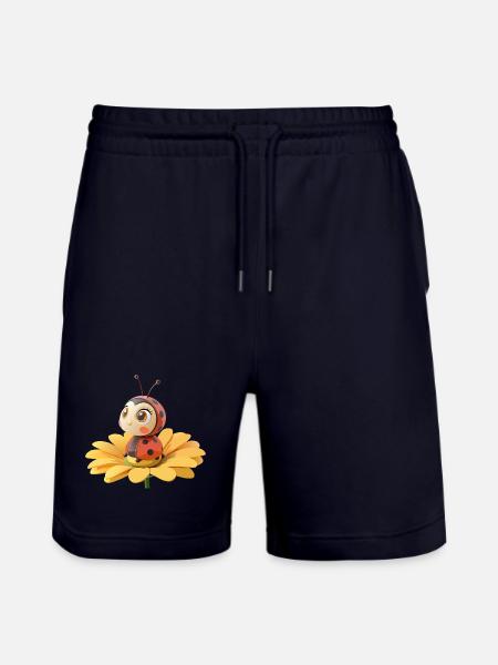 Cute ladybug on a flower - Stanley/Stella Trainer Unisex Organic Jogging Shorts - dark navy