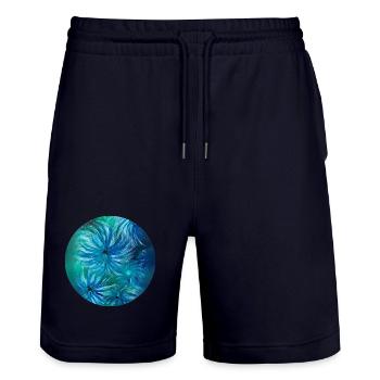 Summer colours - hand-painted by Martina Eßer - Stanley/Stella Trainer Unisex Organic Jogging Shorts - dark navy - Front - Nik (191cm) & Marisol (170cm)