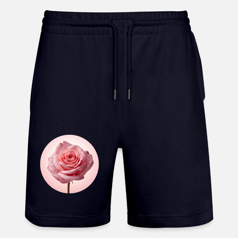 Roses roses délicates avec rosée - Short de jogging bio TRAINER Stanley/Stella unisexe - marine foncé