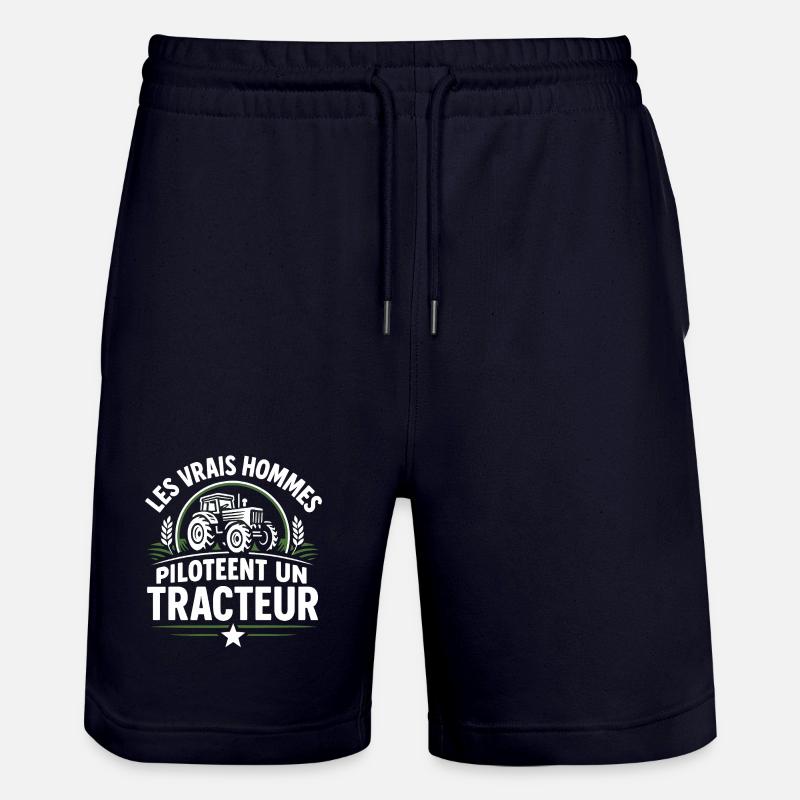Echte Männer fahren einen Traktor - Stanley/Stella Unisex Bio Joggingshorts Trainer - Dark navy