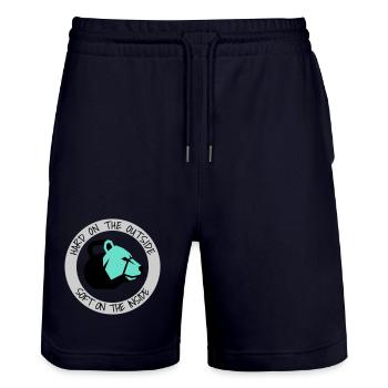 Hart außen, weich innen Bär-Logo - Stanley/Stella Unisex Bio Joggingshorts Trainer  - Dark navy - Vorne - Nik (191cm) & Marisol (170cm)