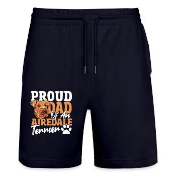 Airedale Puppy Dad Airedale Dog Airedale Terrier - Stanley/Stella Unisex Bio Joggingshorts Trainer  - Dark navy - Vorne - Nik (191cm) & Marisol (170cm)
