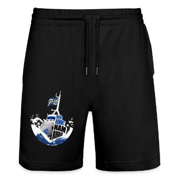 Here comes Hamburg - Stanley/Stella Trainer Unisex Organic Jogging Shorts - black - Front - Nik (191cm) & Marisol (170cm)
