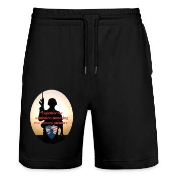 Veterans, veterans, armistice. - Stanley/Stella Trainer Unisex Organic Jogging Shorts - black - Front - Nik (191cm) & Marisol (170cm)