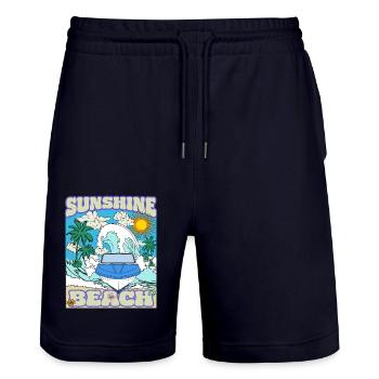 Retro Strand Urlaub Palmen Meer Kult Boot DDR Ossi - Stanley/Stella Unisex Bio Joggingshorts Trainer  - Dark navy - Vorne - Nik (191cm) & Marisol (170cm)