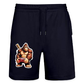 Retro Gamer Gorilla avec manette Jeux de console - Short de jogging bio TRAINER Stanley/Stella unisexe - marine foncé - Devant - Nik (191cm) & Marisol (170cm)