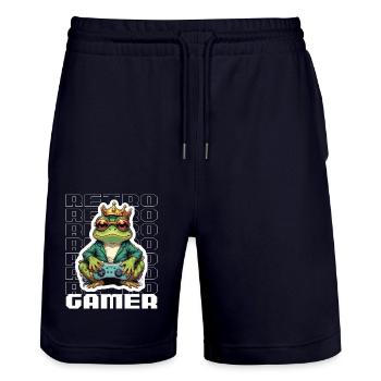 Retro Gamer Frog avec manette Jeux de console - Short de jogging bio TRAINER Stanley/Stella unisexe - marine foncé - Devant - Nik (191cm) & Marisol (170cm)