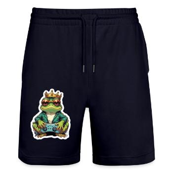 Retro Gamer Frog avec manette Jeux de console - Short de jogging bio TRAINER Stanley/Stella unisexe - marine foncé - Devant - Nik (191cm) & Marisol (170cm)