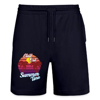 Sunset - Stanley/Stella Trainer Unisex Organic Jogging Shorts - dark navy - Front - Nik (191cm) & Marisol (170cm)