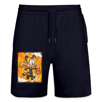Cute Witch Halloween Trick Or Treat Fun - Stanley/Stella Trainer Unisex Organic Jogging Shorts - dark navy - Front - Nik (191cm) & Marisol (170cm)