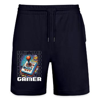 Retro Gamer Adventure Joystick - Short de jogging bio TRAINER Stanley/Stella unisexe - marine foncé - Devant - Nik (191cm) & Marisol (170cm)