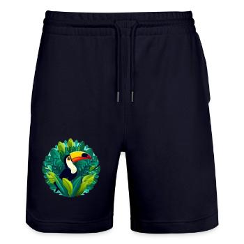 Toucan - Stanley/Stella Trainer Unisex Organic Jogging Shorts - dark navy - Front - Nik (191cm) & Marisol (170cm)
