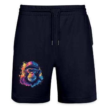 Aquarelle Hipster Singe - Short de jogging bio TRAINER Stanley/Stella unisexe - marine foncé - Devant - Nik (191cm) & Marisol (170cm)