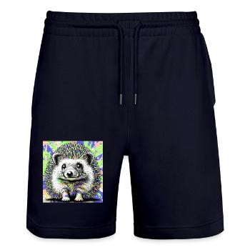 hedgehog - Stanley/Stella Trainer Unisex Organic Jogging Shorts - dark navy - Front - Nik (191cm) & Marisol (170cm)