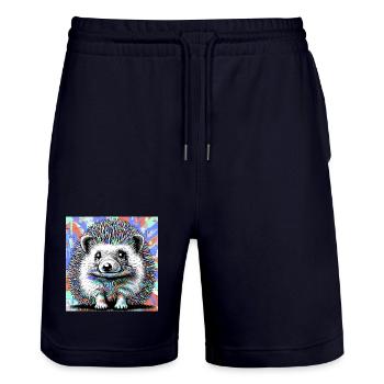 hedgehog - Stanley/Stella Trainer Unisex Organic Jogging Shorts - dark navy - Front - Nik (191cm) & Marisol (170cm)