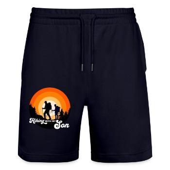 Randonner avec mon fils - wandern mit meinem Sohn - Short de jogging bio TRAINER Stanley/Stella unisexe - marine foncé - Devant - Nik (191cm) & Marisol (170cm)