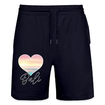 Bali - Indonesia - Stanley/Stella Trainer Unisex Organic Jogging Shorts - dark navy - Front - Nik (191cm) & Marisol (170cm)