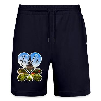 Bali - Indonesia - Stanley/Stella Trainer Unisex Organic Jogging Shorts - dark navy - Front - Nik (191cm) & Marisol (170cm)