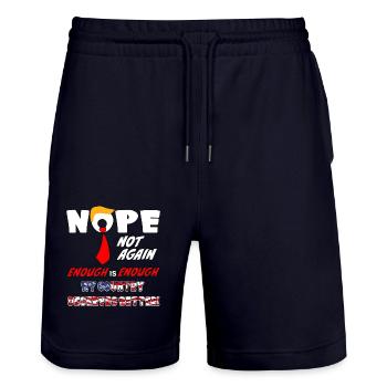 Nope Not Again funny  Design - Stanley/Stella Trainer Unisex Organic Jogging Shorts - dark navy - Front - Nik (191cm) & Marisol (170cm)