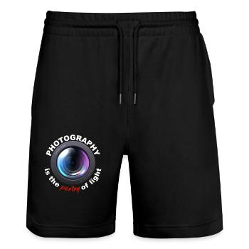 Photography is the poetry of light - Stanley/Stella Trainer Unisex Organic Jogging Shorts - black - Front - Nik (191cm) & Marisol (170cm)