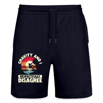 Gravity and I disagree - Climbing Free Climbing - Stanley/Stella Unisex Bio Joggingshorts Trainer  - Dark navy - Vorne - Nik (191cm) & Marisol (170cm)