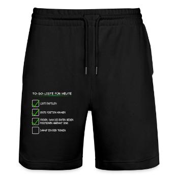 To Do Liste für heute - Stanley/Stella Unisex Bio Joggingshorts Trainer  - Schwarz - Vorne - Nik (191cm) & Marisol (170cm)