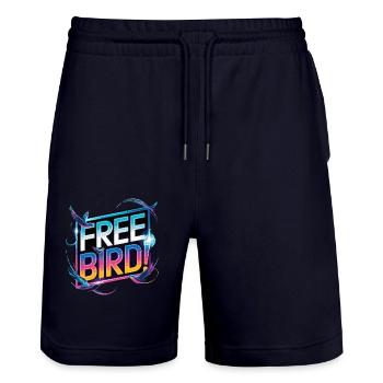 Free Bird - frei wie ein Vogel - Stanley/Stella Unisex Bio Joggingshorts Trainer  - Dark navy - Vorne - Nik (191cm) & Marisol (170cm)