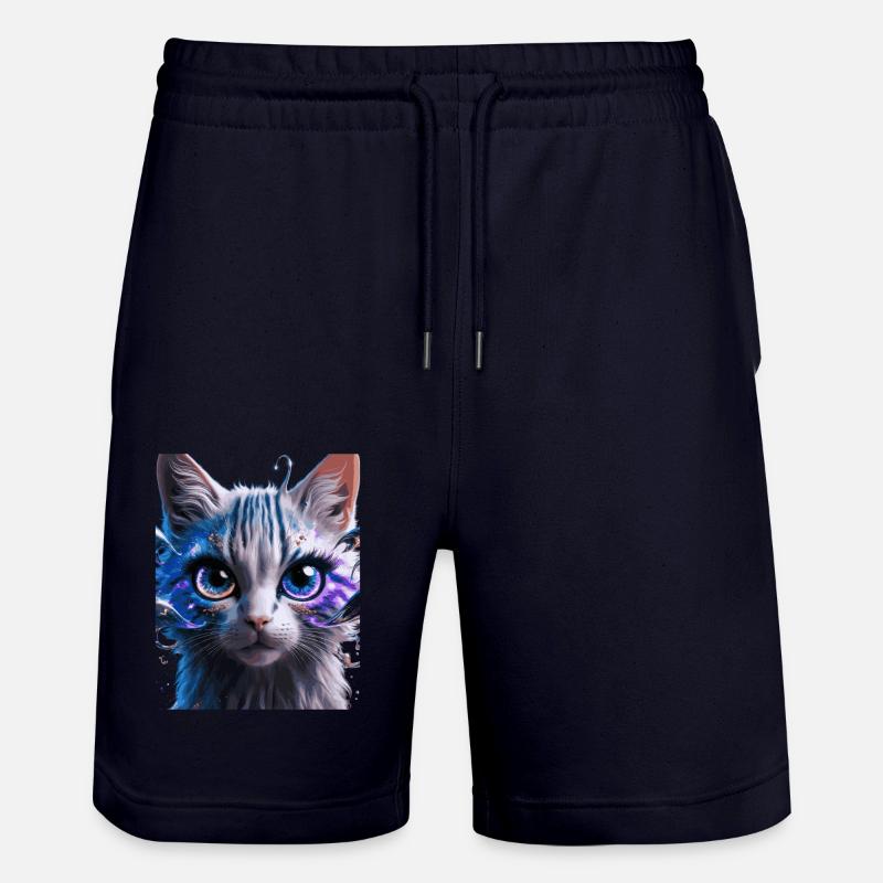 Space Cat - Stanley/Stella Trainer Unisex Organic Jogging Shorts - dark navy