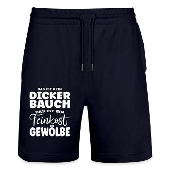 Das ist kein Bauch, das ist ein Feinkostgewölbe - Stanley/Stella Unisex Bio Joggingshorts Trainer  - Dark navy - Vorne - Nik (191cm) & Marisol (170cm)
