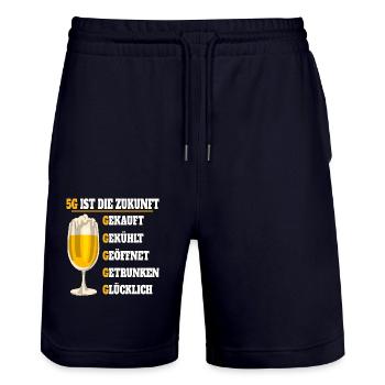 5G ist die Zukunft Bier - Stanley/Stella Unisex Bio Joggingshorts Trainer  - Dark navy - Vorne - Nik (191cm) & Marisol (170cm)